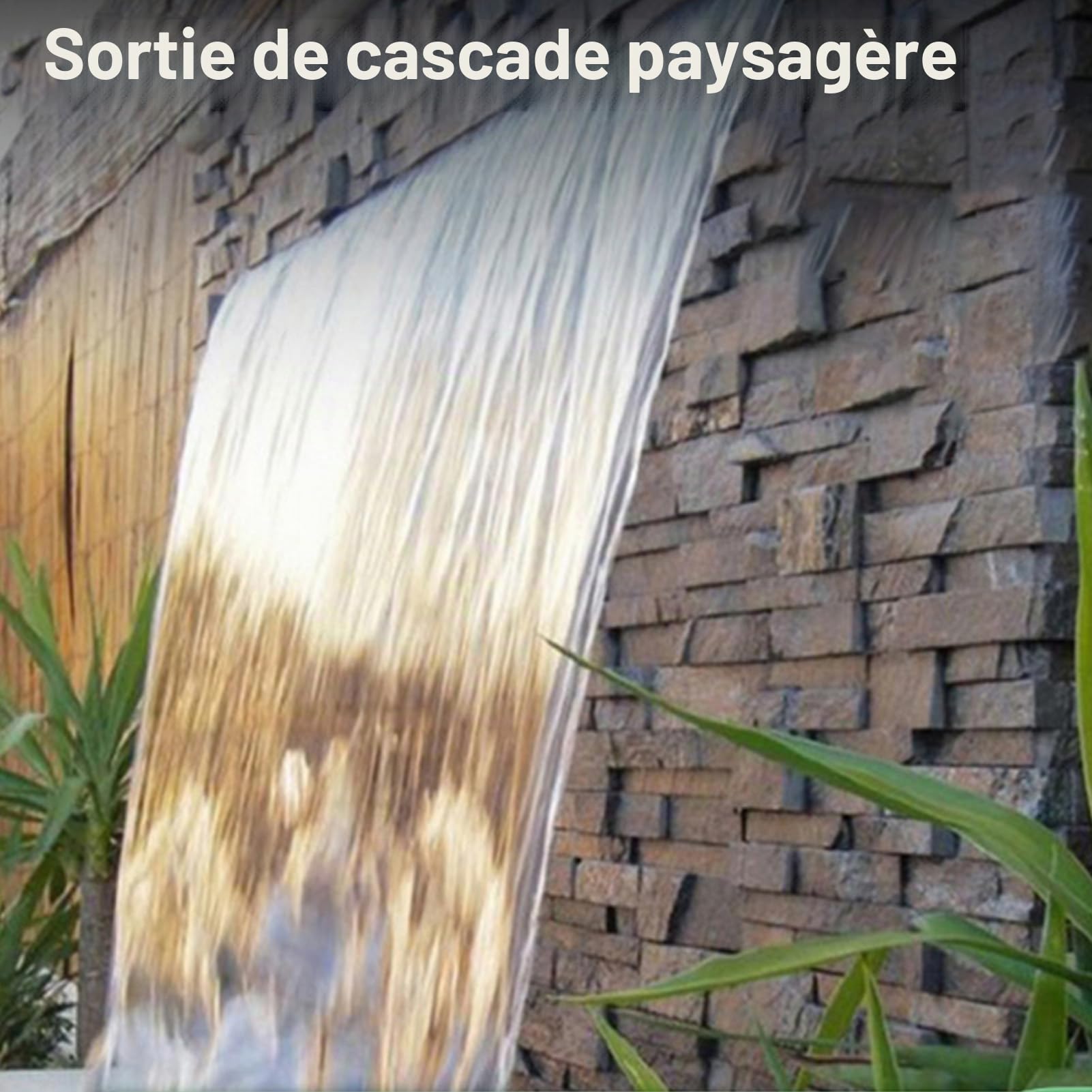 Fontaine de Piscine, Sortie de Cascade en Acier Inoxydable, Déversoir de Cascade de Piscine avec Connecteur de Tuyau, Fontaine de Chute d'eau pour Cour, Villa, Jardin, étang, Spa