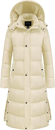 Chrisuno Womens Long Winter Coat Warm Windproof Quilted Puffer Jacket Thicken Puffy Parka With Hood