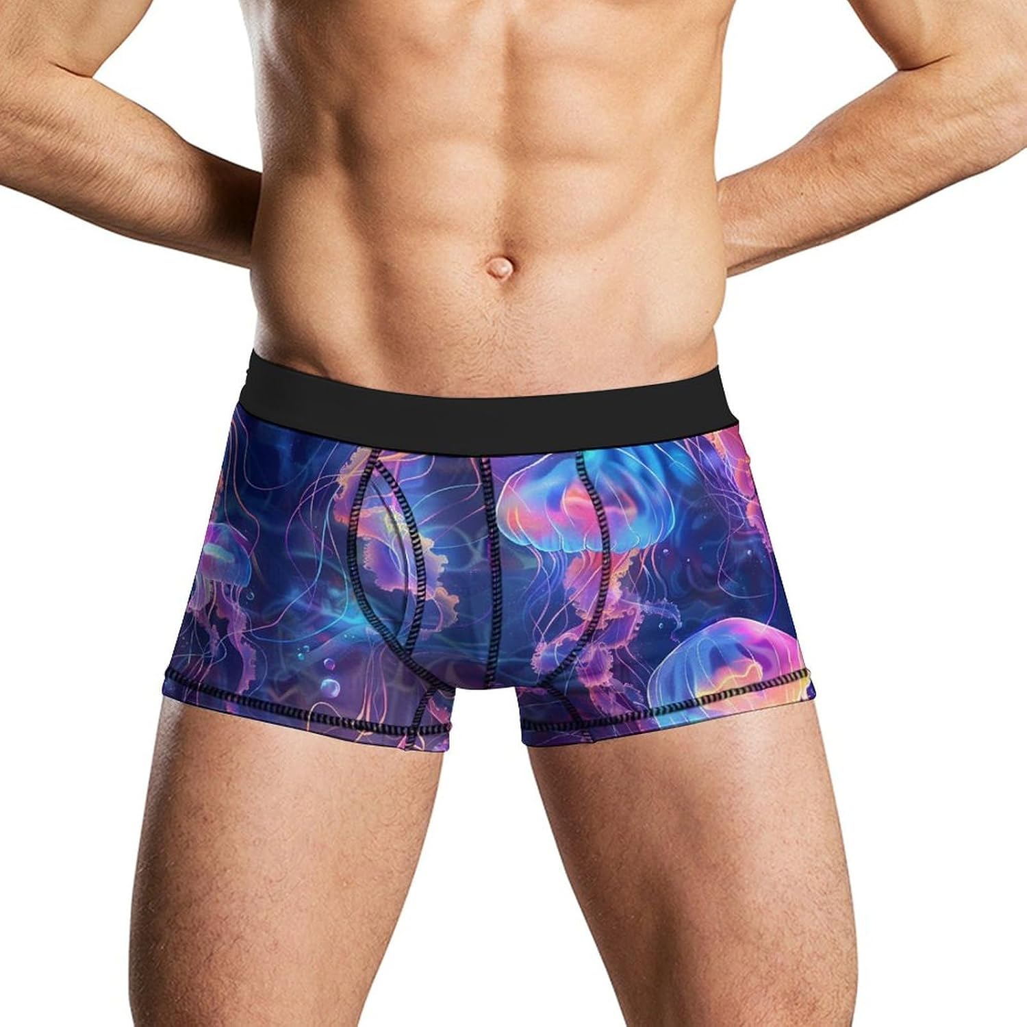 Glowing Jelly Fish Novelty Men's Trunks Soft Breathable Underwear Patterned Stretch Briefs