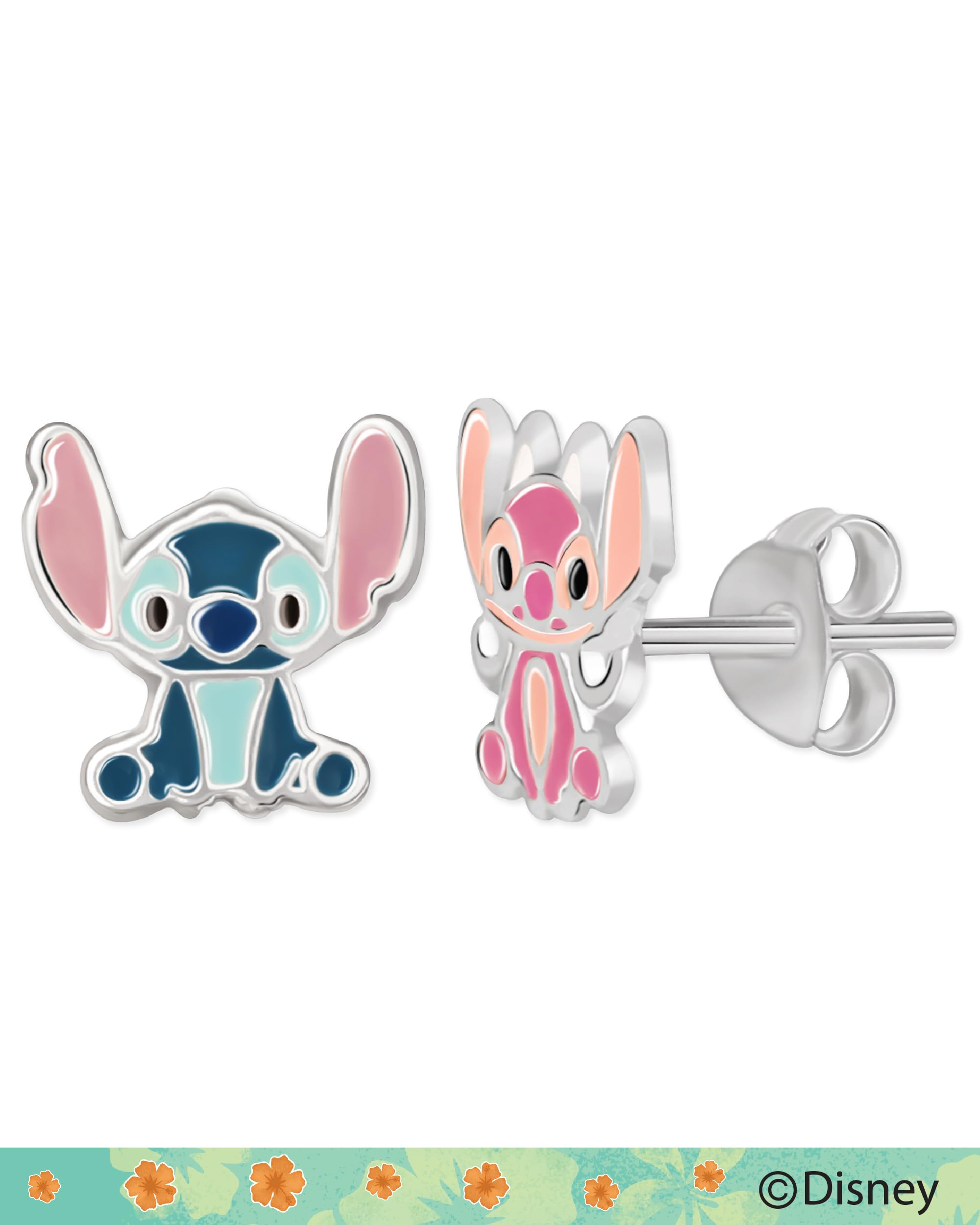 Disney Lilo & Stitch - Orecchini a lobo non corrispondenti, orecchini Disney Jewelry, Argento sterling
