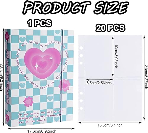 Miniatura 2 de SZHTSWU Carpeta A5 Kpop álbum de fotos con 20 fundas interiores de 3 pulgadas para álbum de fotos en hojas sueltas rellenables de 6 anillos,