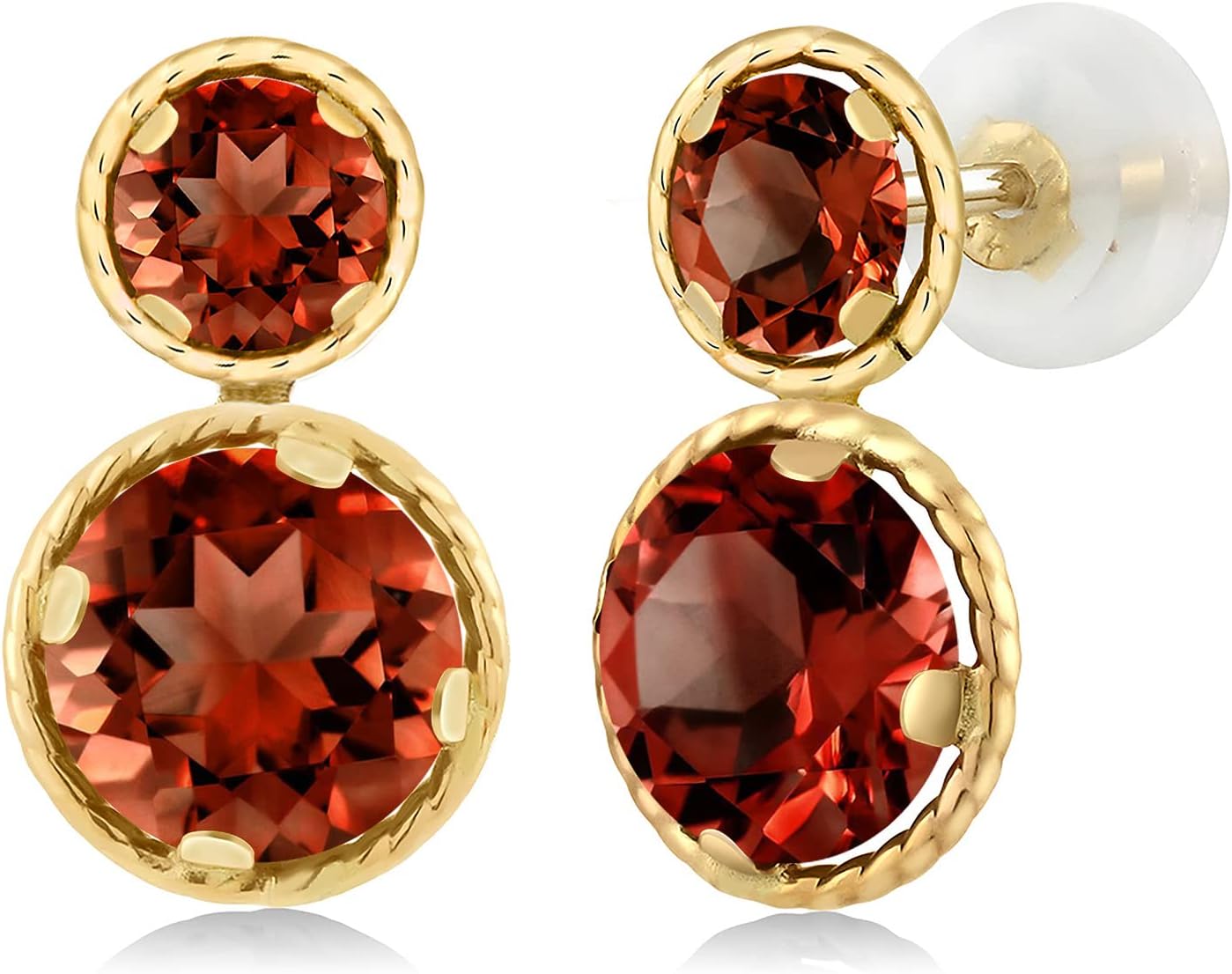 Gem Stone King 1-3 Cttw 14K Yellow Gold Gemstone Birthstone Earrings For Women | Round Cut 6MM and 4MM | Fine Jewelry Gifts for Women Mom Wife Her