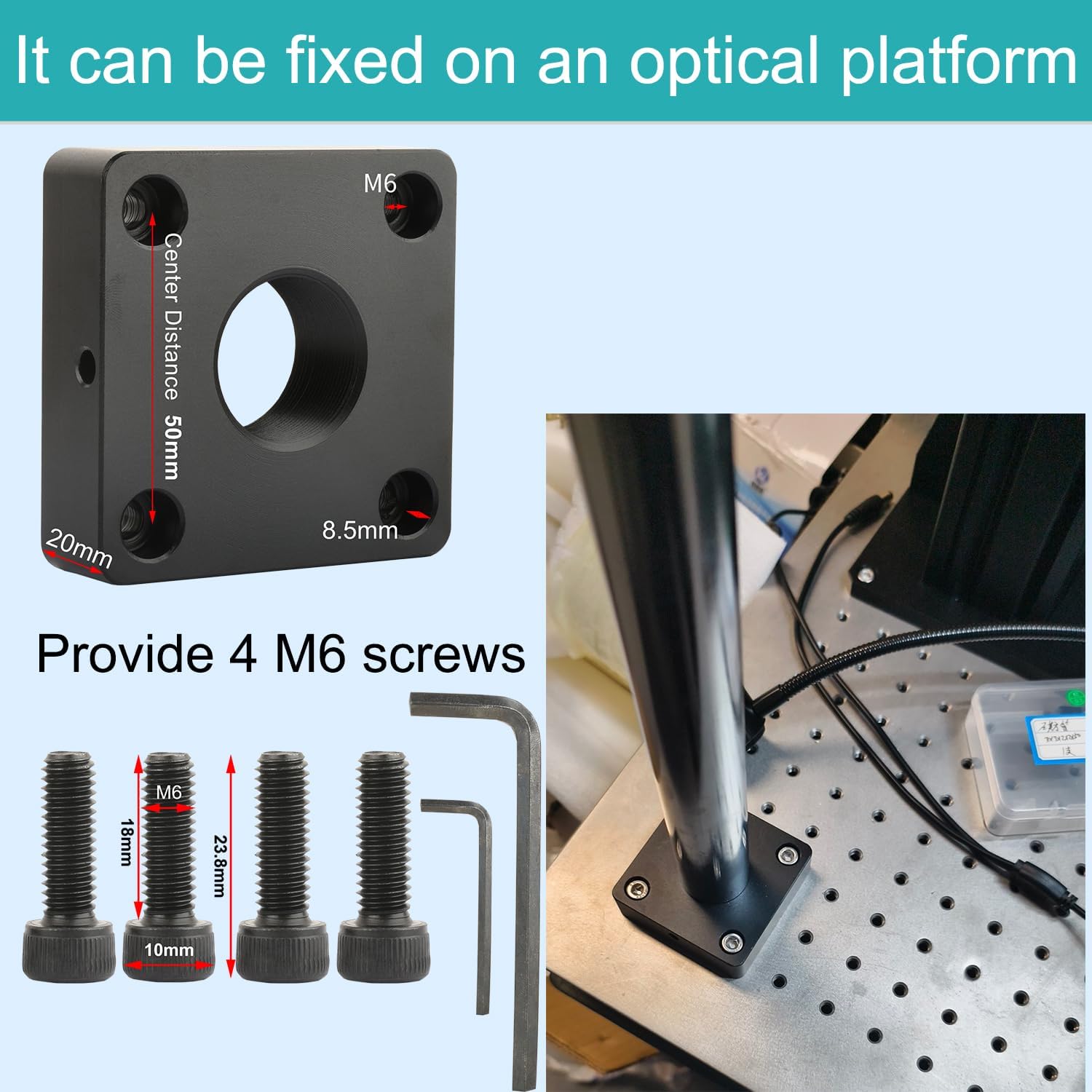 Optical Microscope Platform Stand,with a Length of 228mm-955mm,a Diameter of 32mm,and Screw Holes M6 (KP-M50)