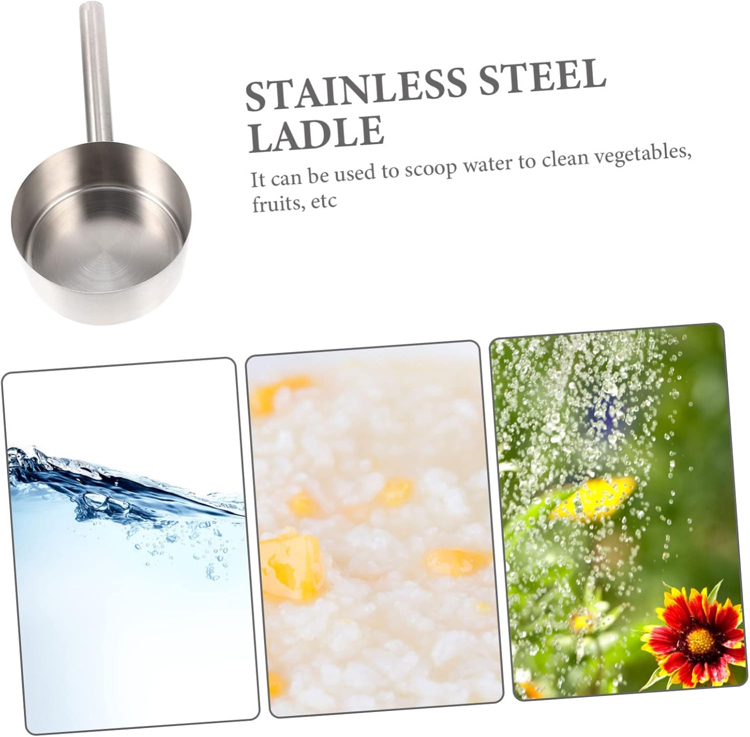 PRETYZOOM Long Handle Metal Water Scoop Thickened Steel Ladle Indoor Outdoor Garden Feeder Kitchen Gadget