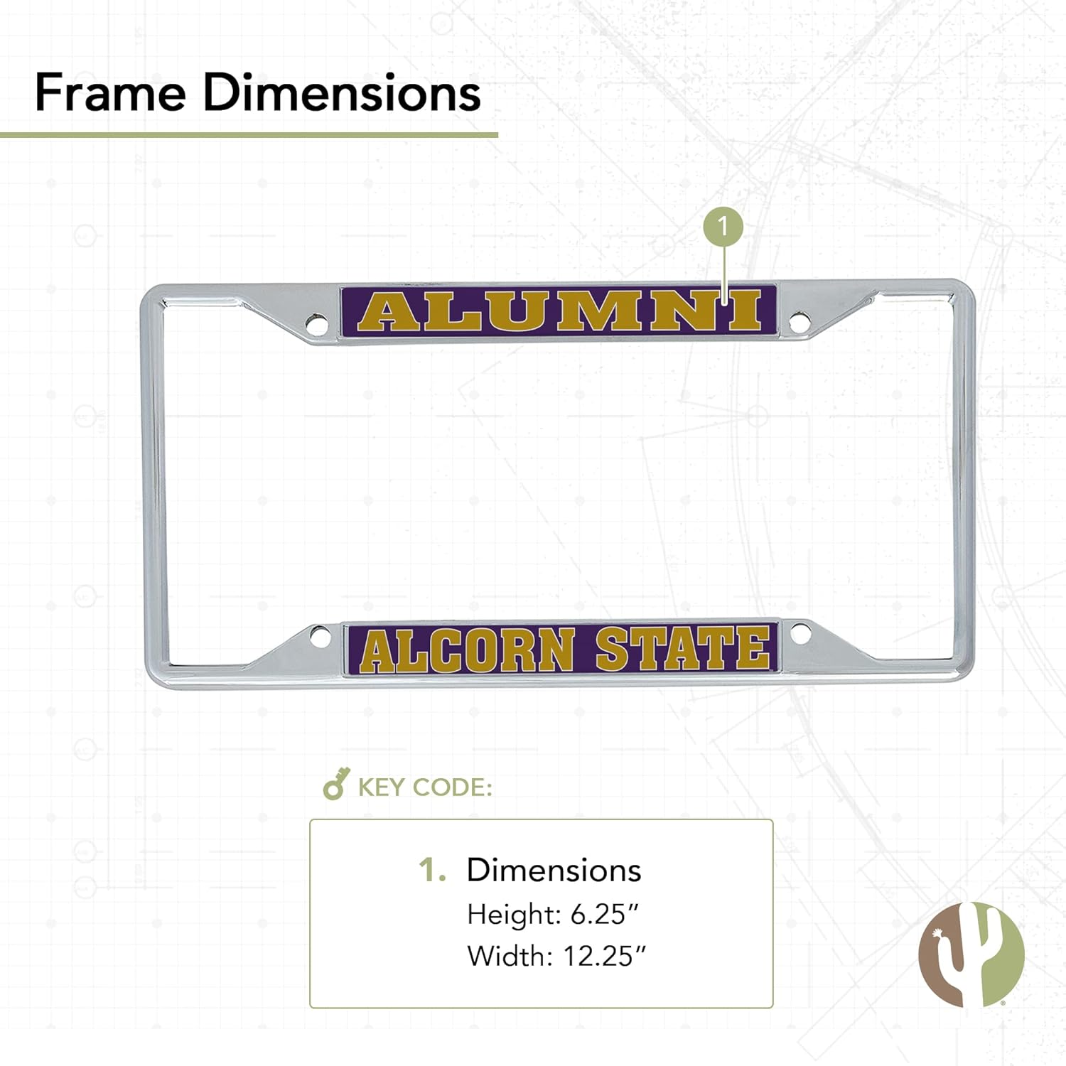 Desert Cactus Alcorn State University Car Accessories Metal License Plate Frame and Sticker for Front or Rear of Car (Sticker Frame Combo - Alumni)