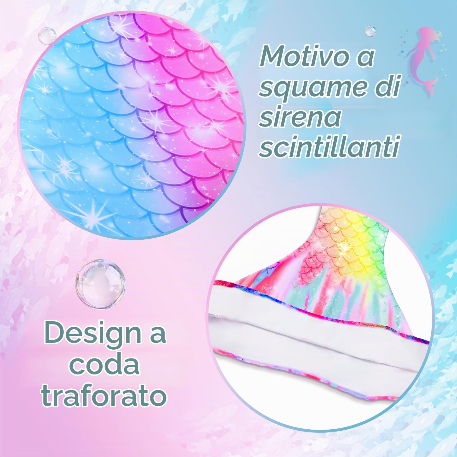 Costume da Bagno per Bambine Grazioso Tankini con Volant e Slip a Coda di Pesce Costume da Bagno da Spiaggia per Bambini 4-10 Anni
