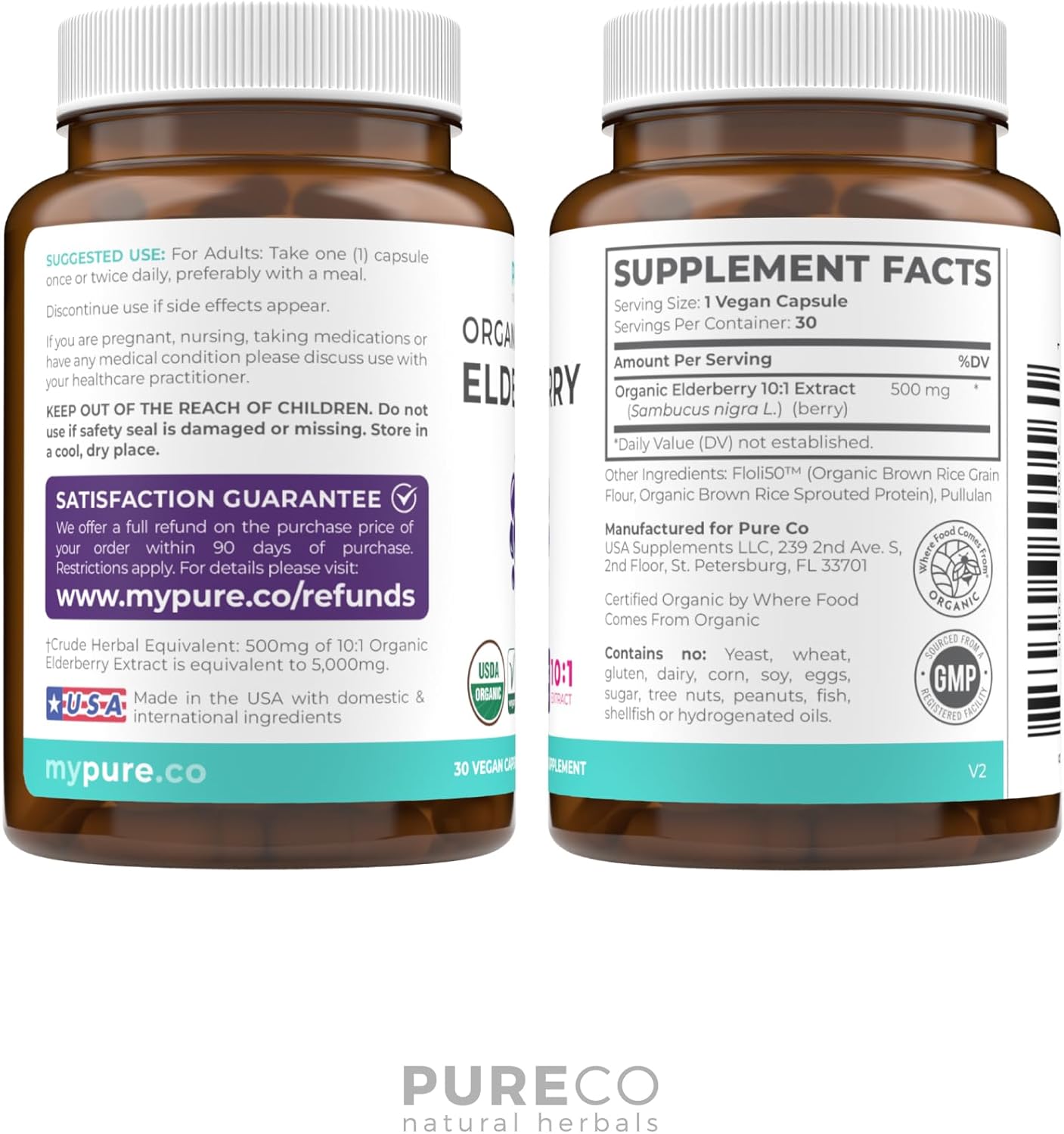 Organic Elderberry Capsules - 10:1 Extract Equals 5,000mg of Fresh Elderberries (Vegan) for Immune Support, Allergy, Sinus Relief - Sambucus Nigra - Black Elderberry - 30 Caps (No Pills or Gummies) - Image 7