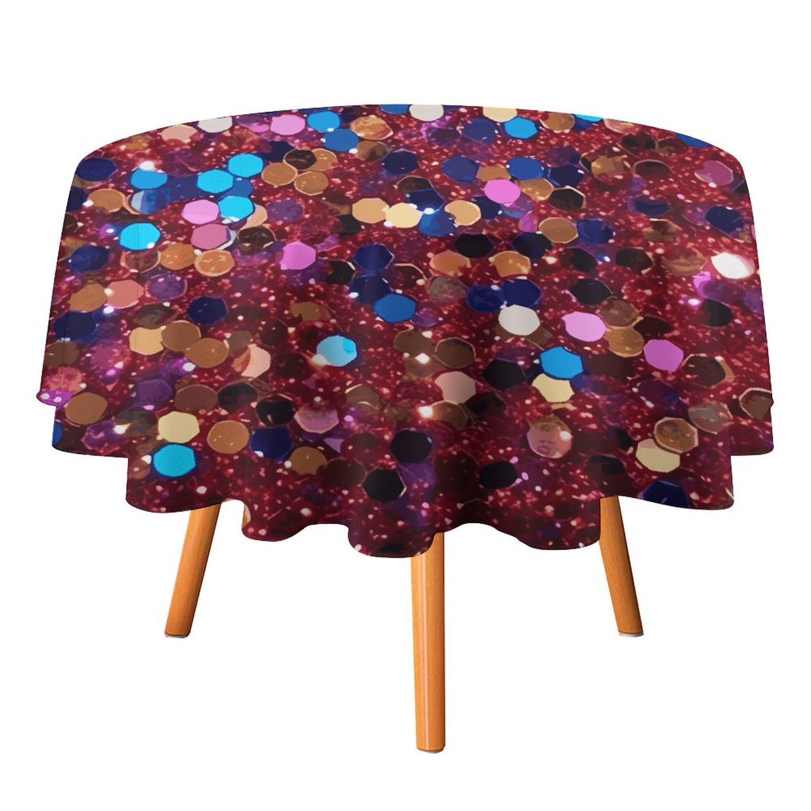 Fekiloot Style Glitter Pattern Round Tablecloth - Heavy Duty And Washable,Polyester Decorative Fabric Table Cover,Tablecloths For Kitchen Dining, Wedding, Birthday Party70x70in
