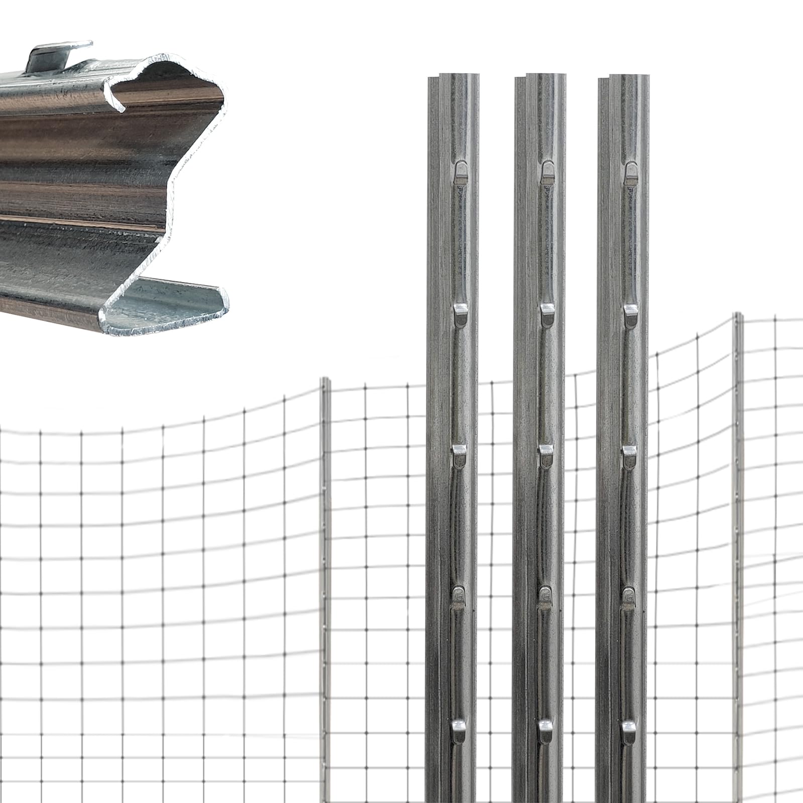 TRUTZHOLM 10x Z-Profil Zaunpfosten 150 cm feuerverzinkt Zaunpfähle 1,5 mm Stärke gestanzte Haken Forstprofil