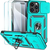 Vista 10 de SunStory Funda compatible con iPhone 15 Pro Max con protector de pantalla HD, cubierta de cámara deslizante y soporte de anillo giratorio