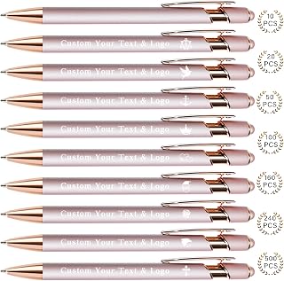Custom Pens Personalized Bulk with Multiple Colors,Double-Sided Customized Pens with Text,Logo & Stylus,Fine Point Smooth Writing Engraved Mental,Ideal for Business Promotions,Students,Christian