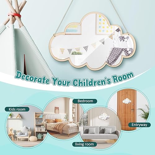 Miniatura 3 de Espejo decorativo con forma de nube, espejo en forma de nube, inastillable, espejo de pared, sin vidrio, espejo seguro para niñas, guardería,