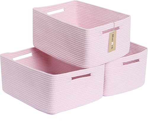 Cestas grandes de almacenamiento para estantes, organizadores de armario, para ropa, manta, toallas, guardería, caja de juguetes, cestas de cuerda