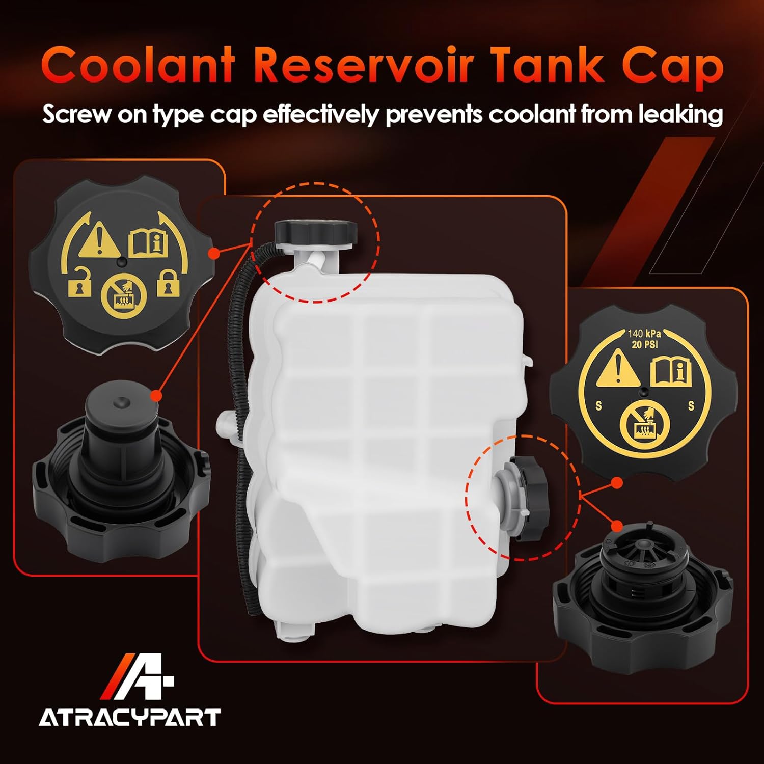 84257137 Engine Coolant Overflow Recovery Reservoir Radiator Expansion Tank with Cap, Hose & Sensor, Fit for 17-21 V8 6.6L Chevy Silverado GMC Sierra 2500HD 3500HD 4500HD 5500HD 6500HD