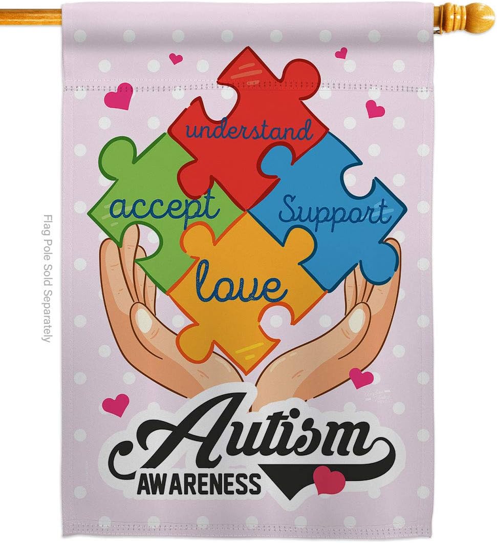 Autism Awareness Support Inspirational Survivor Ribbon Prevention Cancer Breast BLM Decoration Banner Small Garden Yard Gift Double-Sided, House Flag 28"x 40", Made in USA