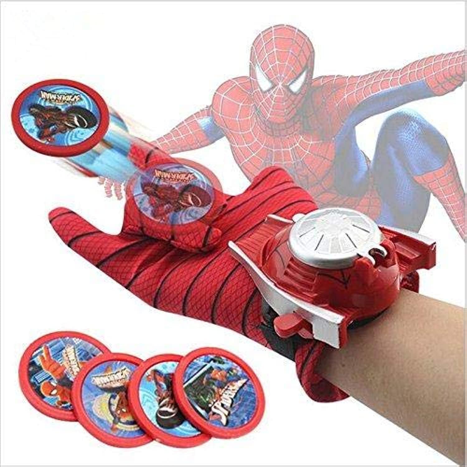 SKEIDO Avengers Spiderman Gloves Frisbees Disc launcher kids toy