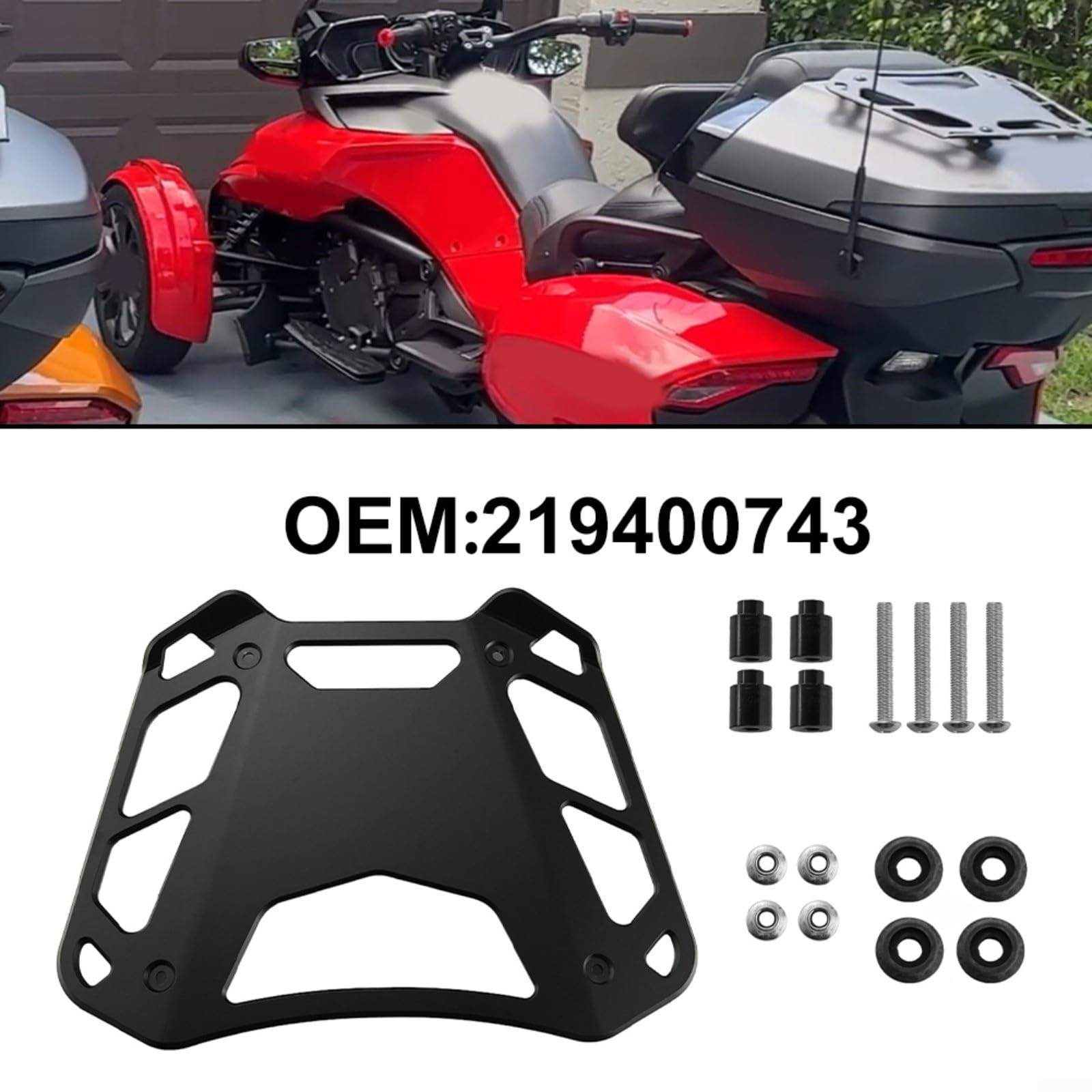Porte-bagages arrière en aluminium 219400743 pour Can-Am Spyder F3-T/F3 Limited à partir de 2017 et RT 2020 - Support de remplacement pour porte-bagages arrière de moto