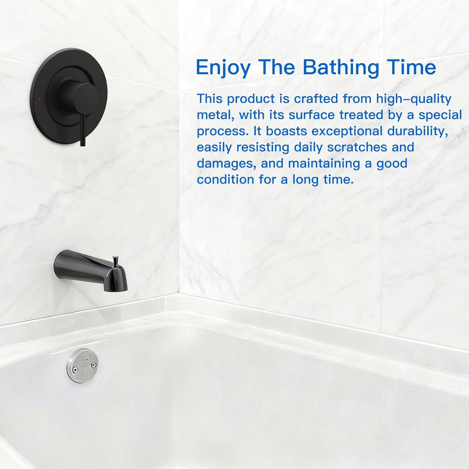 T2191BL Shower and Tub Trim Kit, Pressure Balancing Modern Tub and Shower Trim Kit,Compatible with Moen Valve, Featuring Bathroom Shower Lever Handle for Temperature Adjustment (Matte Black)