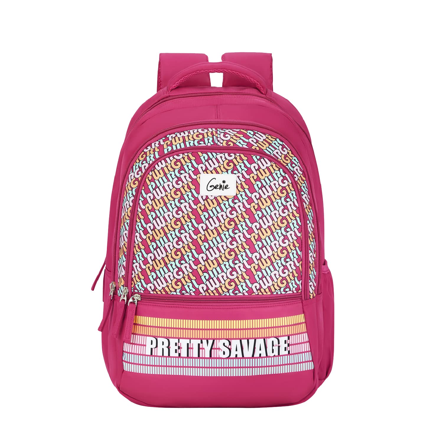 genie Girlpower Casual Backpack for Girls |19 In-36 Ltr with Laptop Sleeve, Three Compartments and Organiser with Padded Shoulders |Best for Books,Stationery,Lunch Box & Essentials - Pink-picture-11