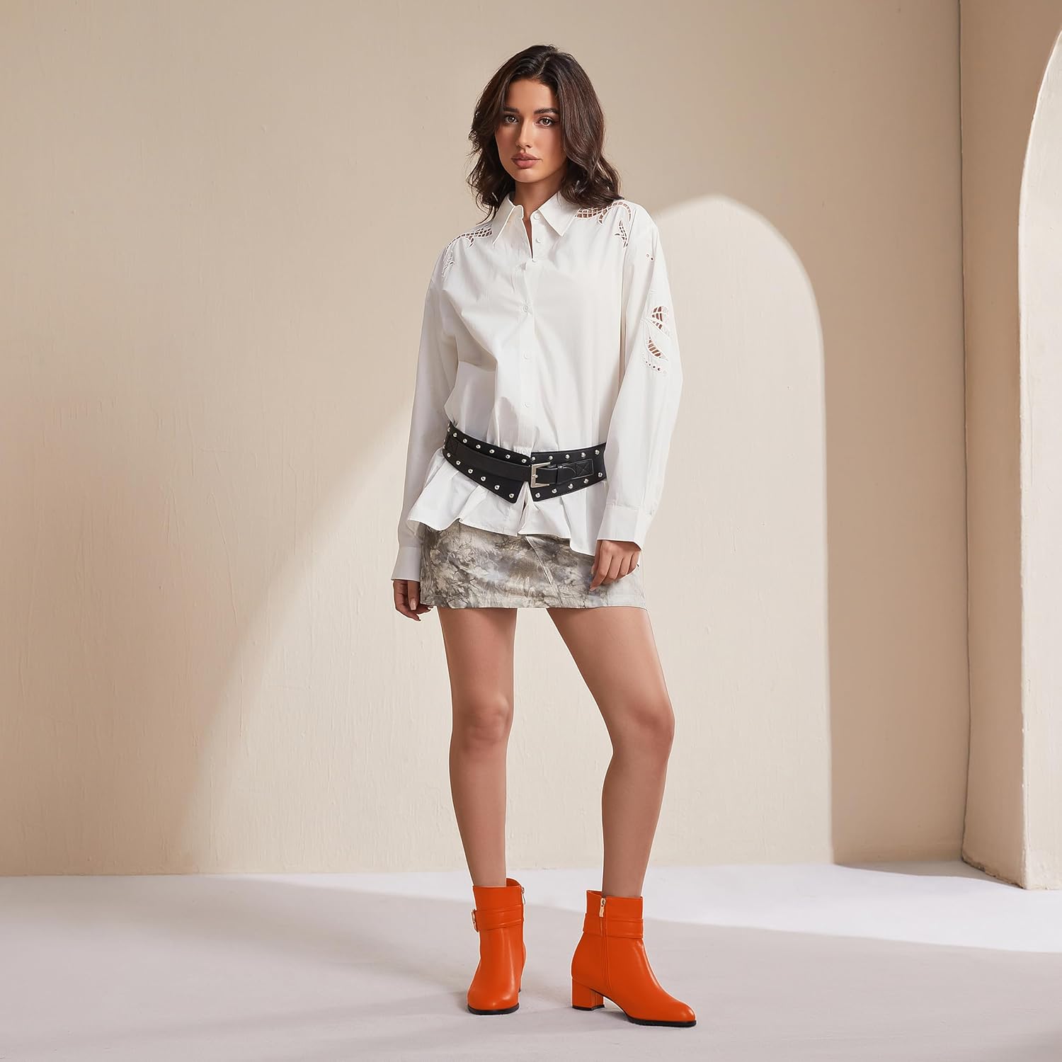 NUMALEO Womens Matte Zip Fashion Round Toe Party Solid Chunky Low Heel Ankle High Boots 2 Inch