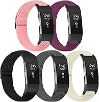 Vista 1 de Bandas elásticas compatibles con Fitbit Charge 2, correa de repuesto ajustable elástica de nailon suave Solo Loop para Fitbit Charge 2, mujeres