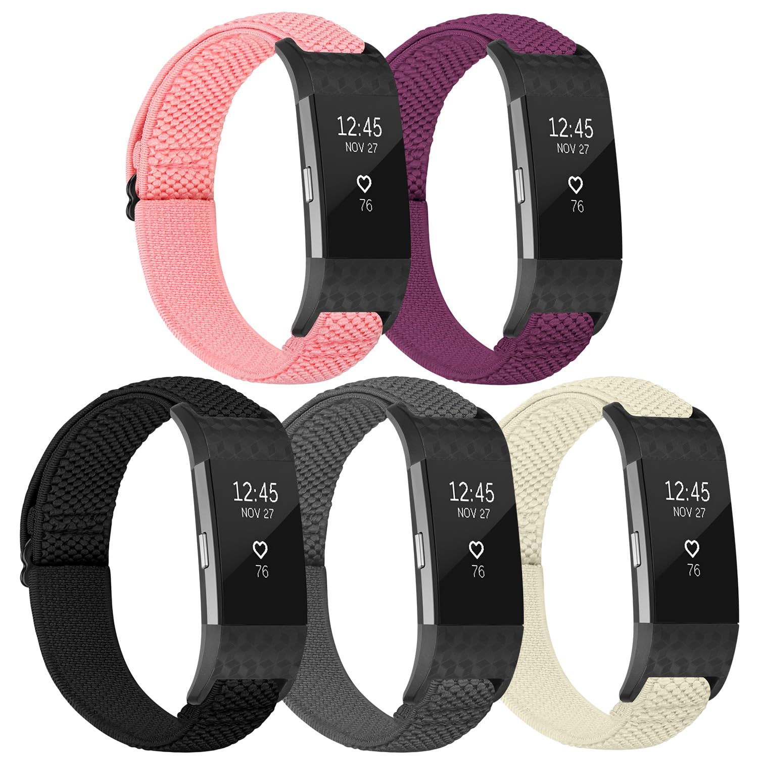 TumpCez Elastic Bands Compatible with Fitbit Charge 2 Band, Adjustable Stretchy Soft Nylon Solo Loop Replacement Strap for Fitbit Charge 2 Women Men-picture-30