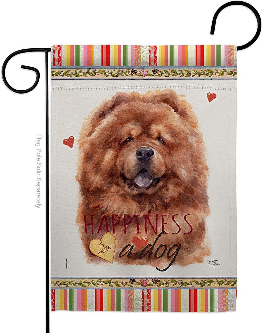 Breeze Decor Red Chow Happiness Garden Flag Dog Puppy Spoiled Paw Canine Fur Pet Nature Farm Animal Creature House Decoration Banner Small Yard Gift Double-Sided, Made in USA