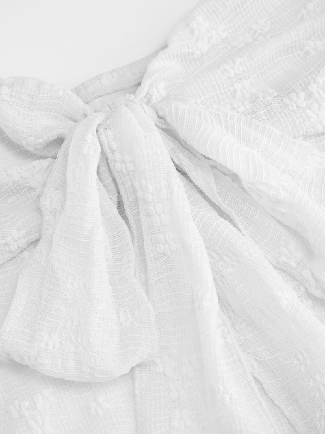 CIDER Summer Tube Tops for Women Floral Mesh Sheer Going Out Tops Cute Tie Front Strapless Flowy Top Trendy Y2K Outfits - Image 3