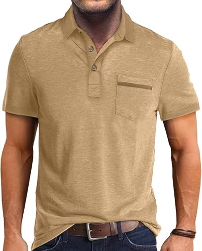 Men's Casual Polo Shirts Short Sleeve Summer Shirts Classic Collared Golf Shirt