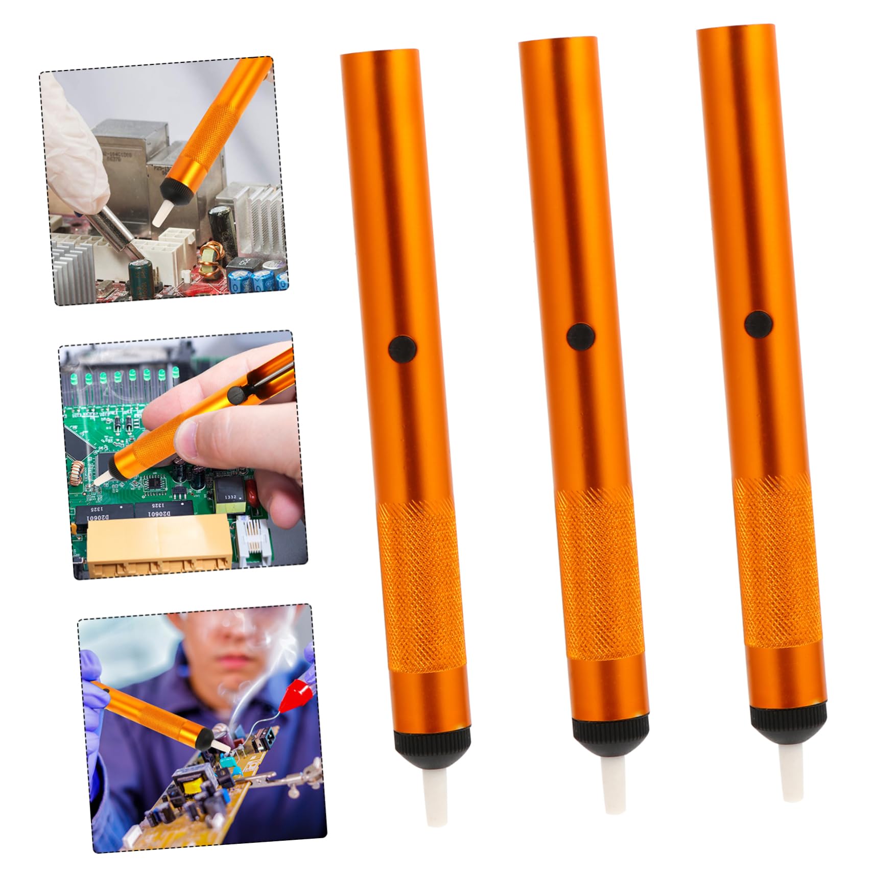SEWACC 3Pcs Solder Sucker Tool Set Powerful Vacuum Desoldering Pump for Easy Solder Removal Comfortable Grip One Handed Use Durable Practical for Soldering Tasks