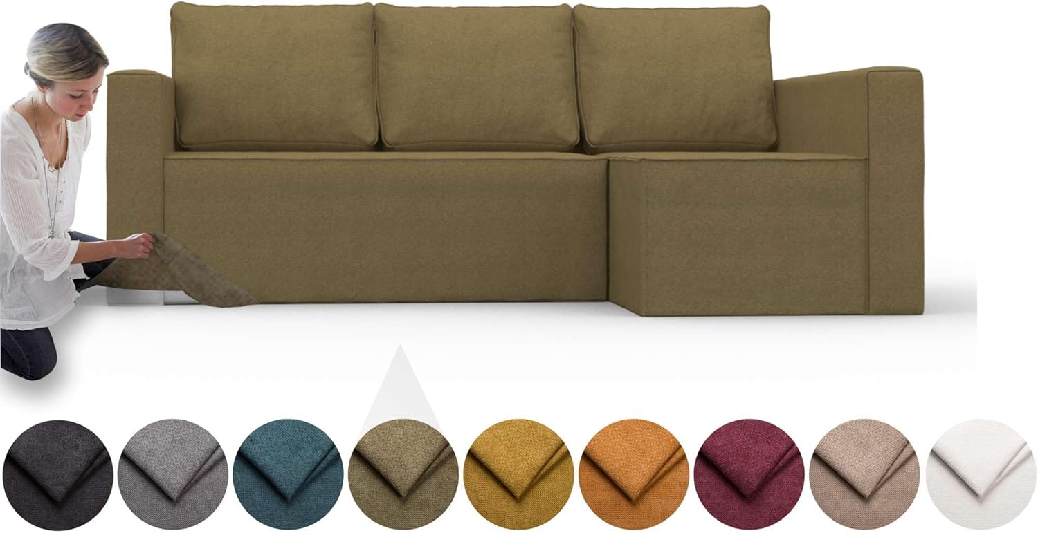comfortly Cover for Manstad Corner Sofa Bed Right, Replacement Slipcover, Heavy Duty 5 pcs Cover, Soft Durable Washable Fabric, Easy to Clean & Replace (Crown - Ocean Blue)
