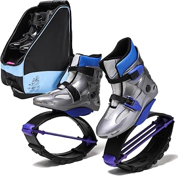 Kangaroo Jumping Shoes with Bag,Bounce Shoes for Adult Young,Exercise Fitness Boots Bouncy Shoes with 3 Pcs SpringsGray,Small