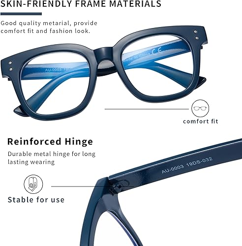 Miniatura 3 de Madison Avenue Lentes de bloqueo de luz azul de gran tamaño, a la moda, para mujer, antifatiga ocular y protección UV, anteojos de computadora (azul