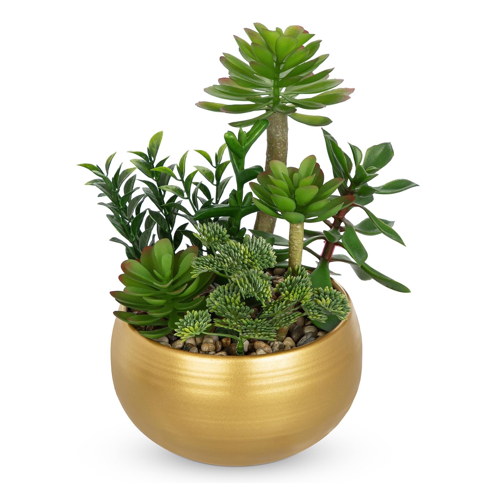 Oairse Small Artificial Succulent Plants Assorted Fake Plant in Cement Pots Fake Potted Plant Decorative Artificial Plants Indoor for Home Bathroom Kitchen Office Living Room Table Shelf Decor — image 1