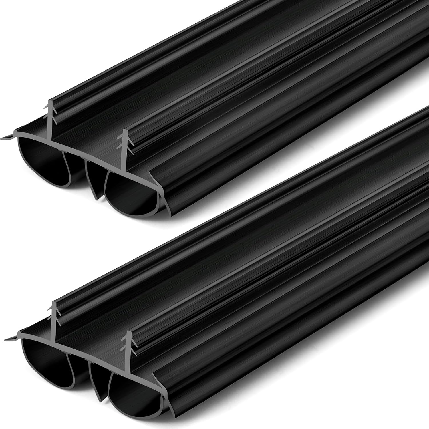 36" Double Bubble Kerf Door Sweep 1-3/4" Wide Vinyl Weatherstrip Seal for Exterior Doors, Energy Efficient Draft Stopper, Easy Slide in Installation, Blocks Dust/Insects/Noise(2 Pcs,Black) 2 Black