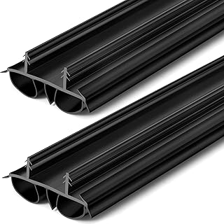 2 Pcs 36" Double Bubble Kerf Door Sweep 1-3/4" Wide Vinyl Weatherstrip Seal for Exterior Doors, Energy Efficient Draft Stopper, Easy Slide in Installation, Blocks Dust/insects/noise (Black)