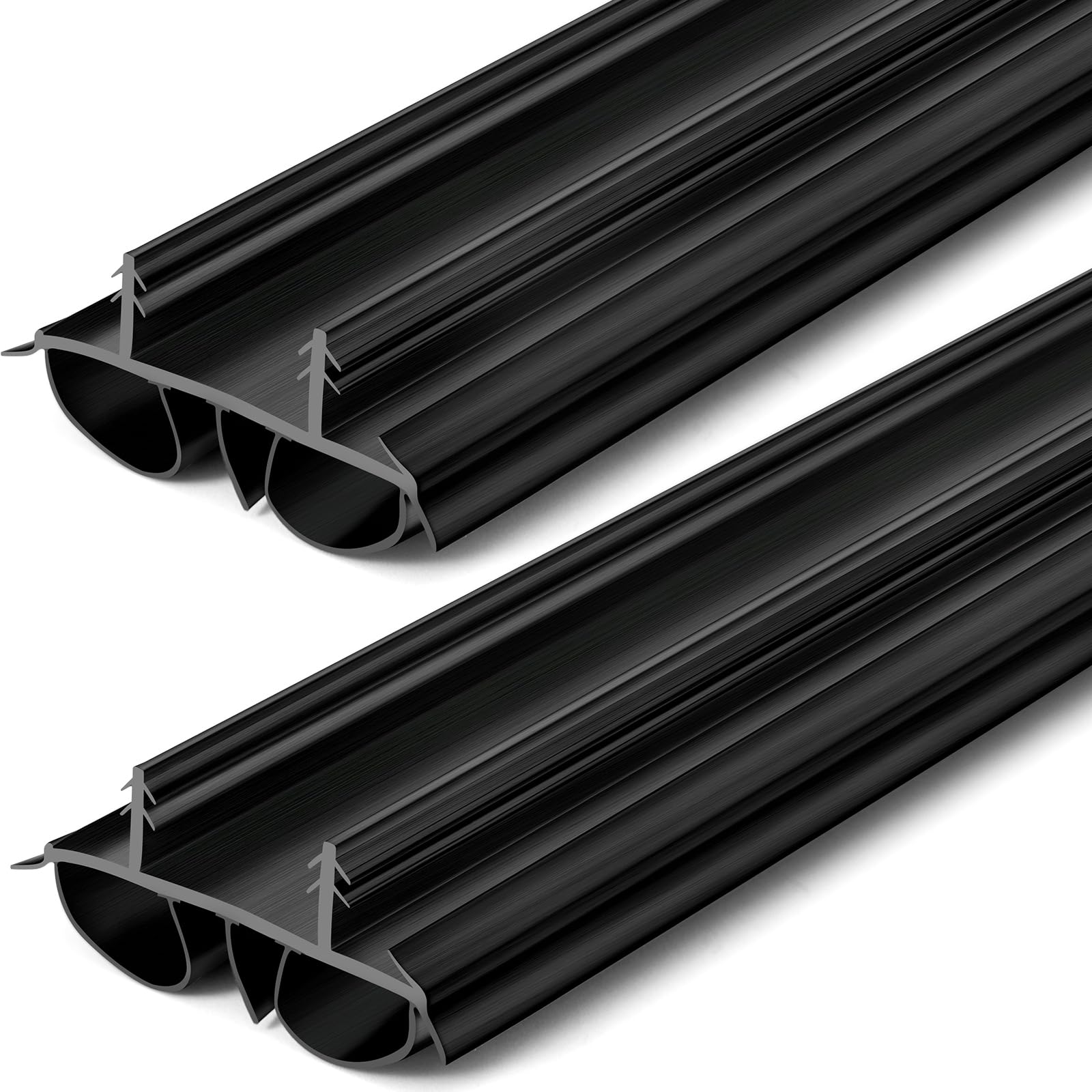 View 1 of 2 Pcs 32" Double Bubble Kerf Door Sweep Kit Bottom Door Seal Weatherstrip