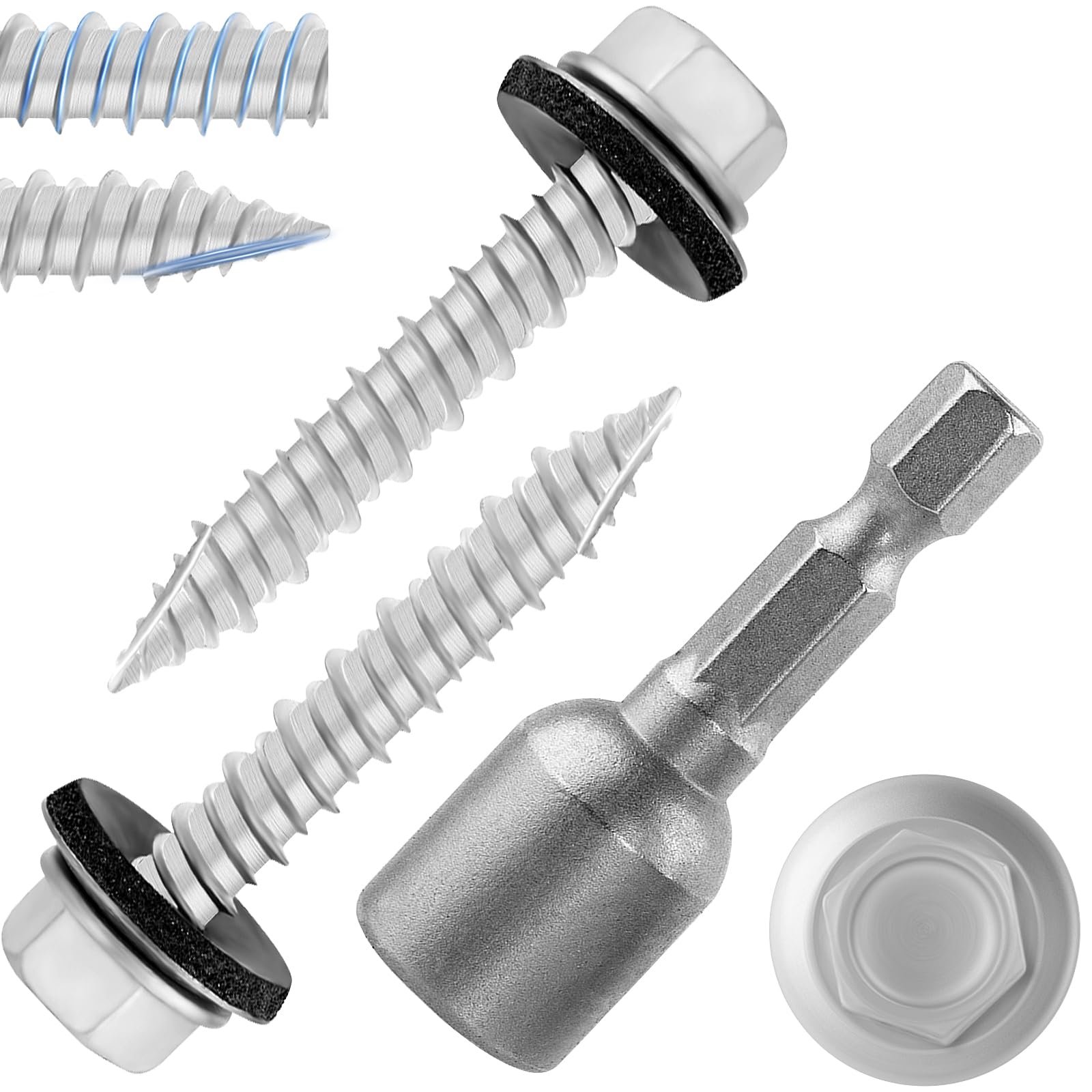 Sheet Metal Screws - 70 Count, Rustproof & Washer Included -2