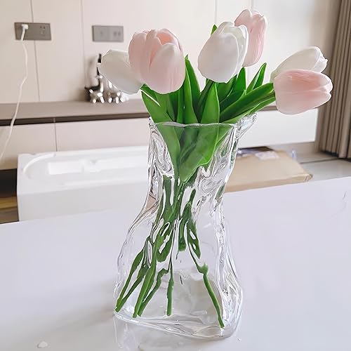 Miniatura 3 de Florero de cristal, florero de forma irregular, floreros decorativos artísticos para ramo, florero moderno para ramo de hogar, jarrón de centro de