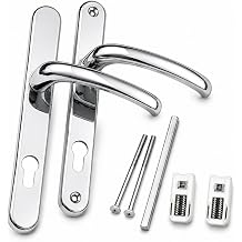 FIXINGS DIRECT] Upgraded Heavy Duty Sprung UPVC Door Handle Pair with Enhanced Security, 215mm Screw Centres Door Handles, 92mm Sprung Chrome, White, Grey, Or Black 241mm X 30mm Polished Chrome