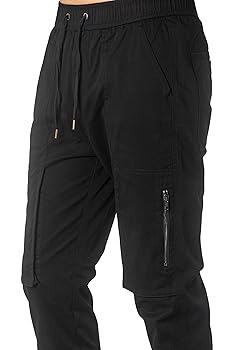 ITALYMORN Mens Slim Fit Joggers with Zip Pockets Tapered