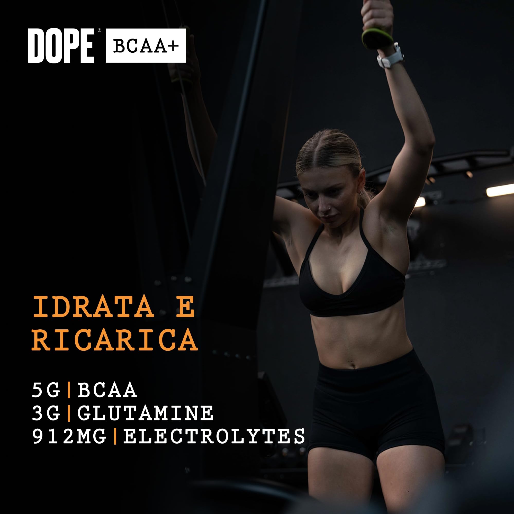 Dope BCAA+ | Intra-Workout Powder | Strawberry Lime | 360 g | 30 Servings | 5g BCAAs | Electrolyte Blend | Glutamine | Vitamin B6 & B12 | Supports Hydration, Energy & Recovery