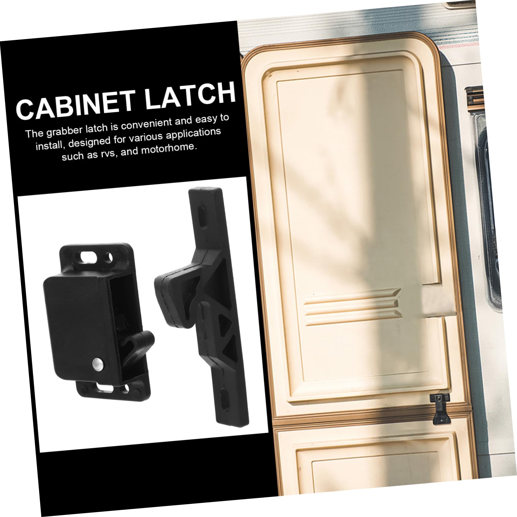 Cabilock 8 Juegos cerradura para vehículos recreativos capturas pestillo casa rodante atrapar cajoneras hardware del gabinete de rv accesorios para vehículos recreativos abdominales Negro