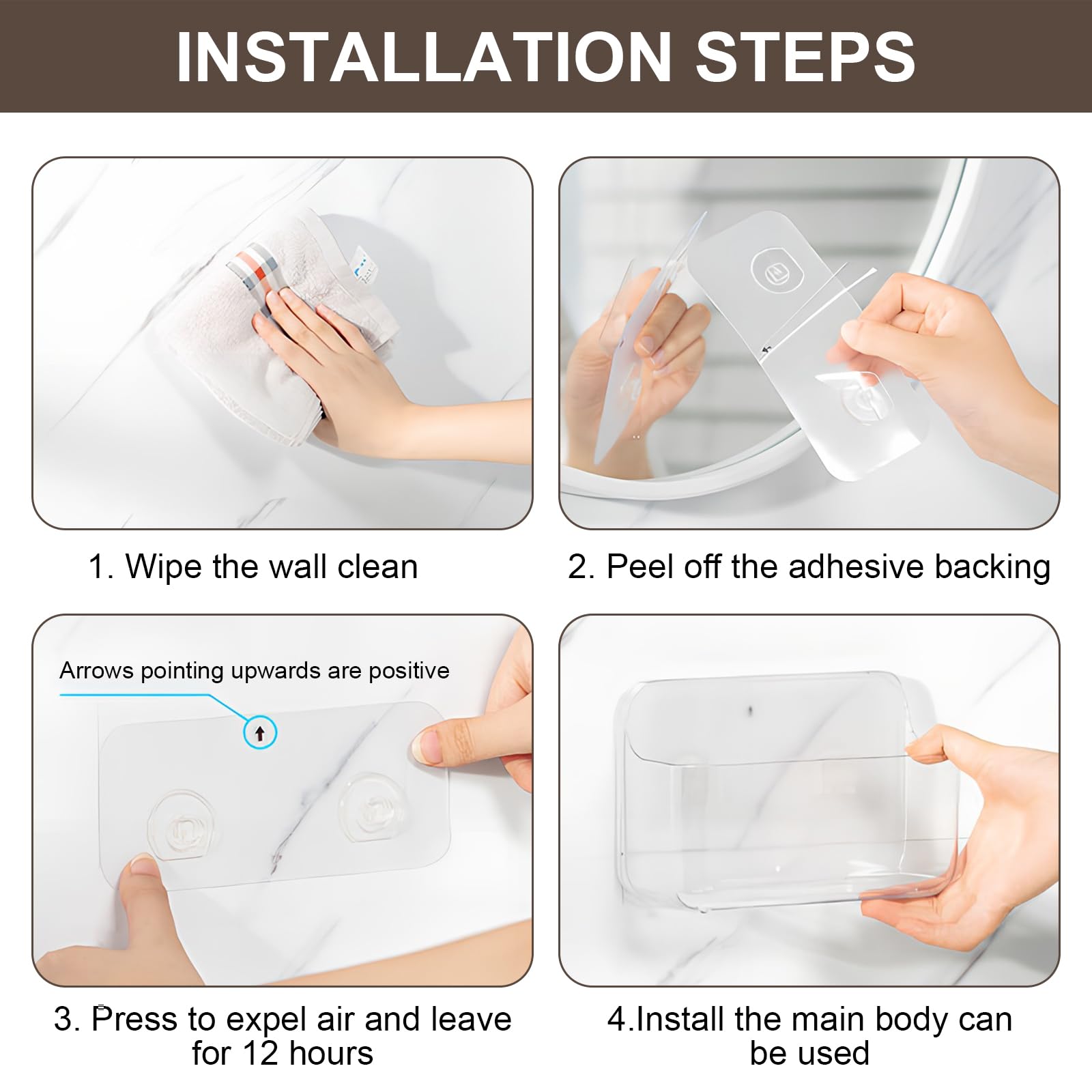 PAVSTINE Etagere Douche Sans Percage Transparent, 2 Pièces