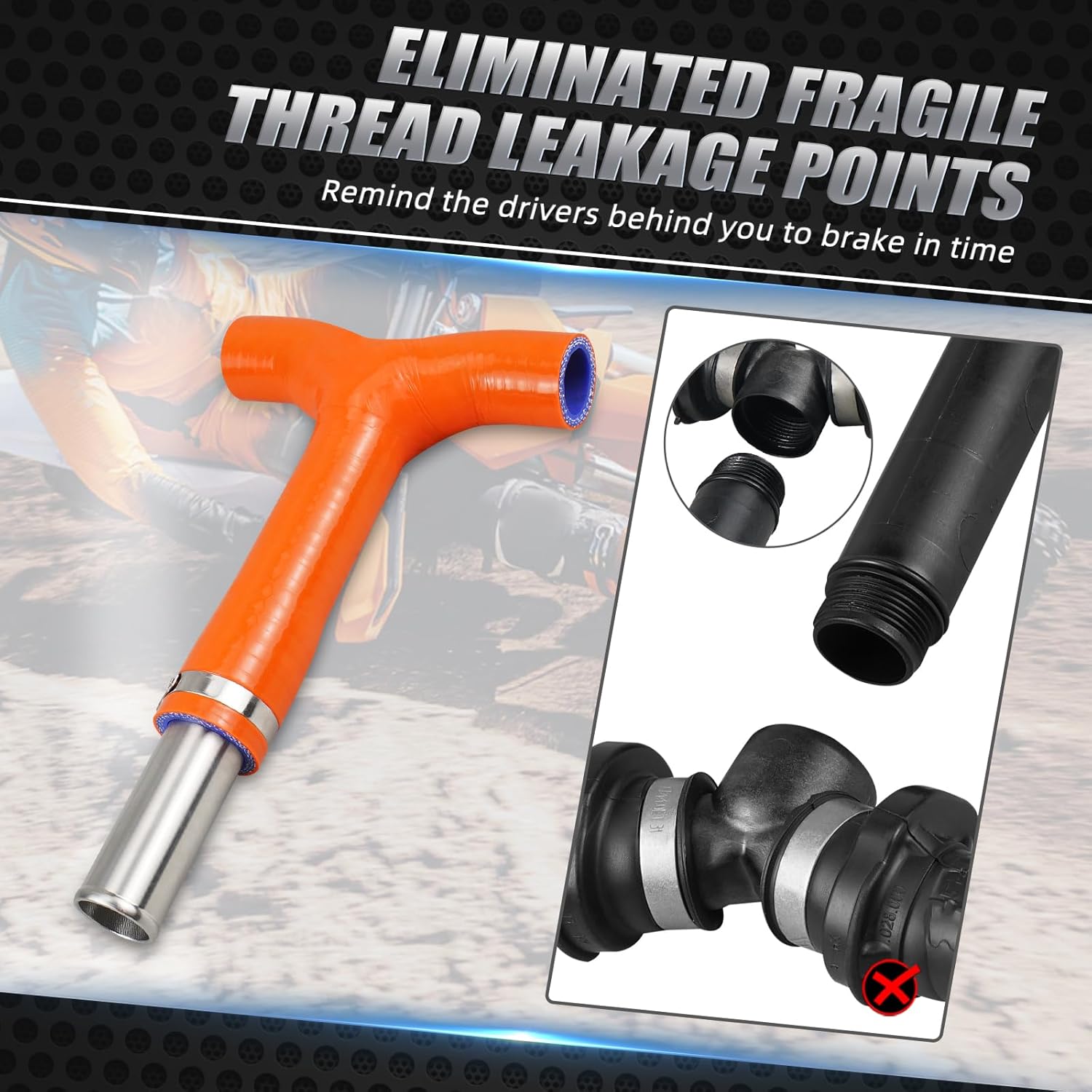 NICECNC Orange Frame T-Piece Hose 210MM Compatible with KTM 125-500 XCW EXC EXCF 2024 125-450 XC XCF SX SXF 2023-2024,Compatible with Husqvarna 125-450 TX FX TC FC 2023-2024,See Fitment