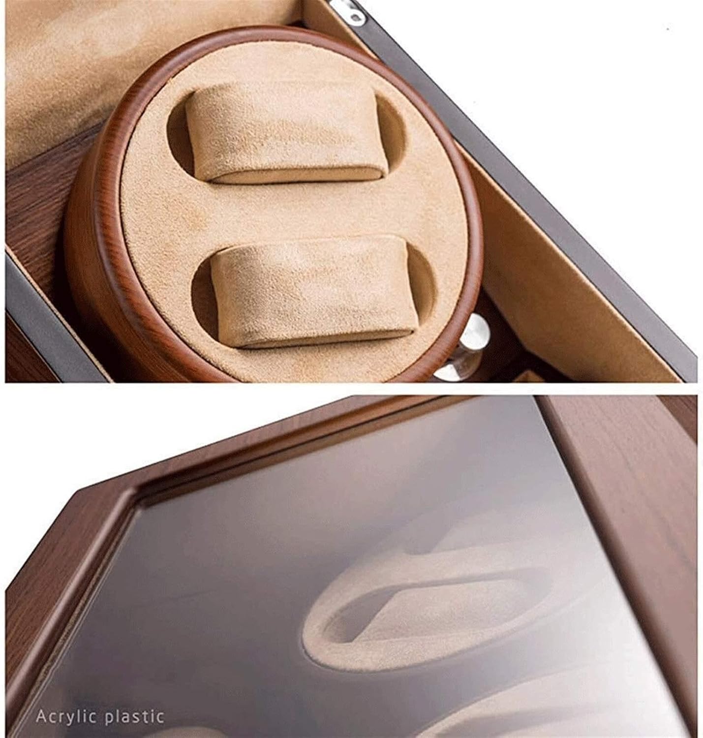 Watch Winder for 2 Automatic Watches, Quiet Motor, 5 Rotation Modes, Piano Paint Finish, Battery/AC Powered