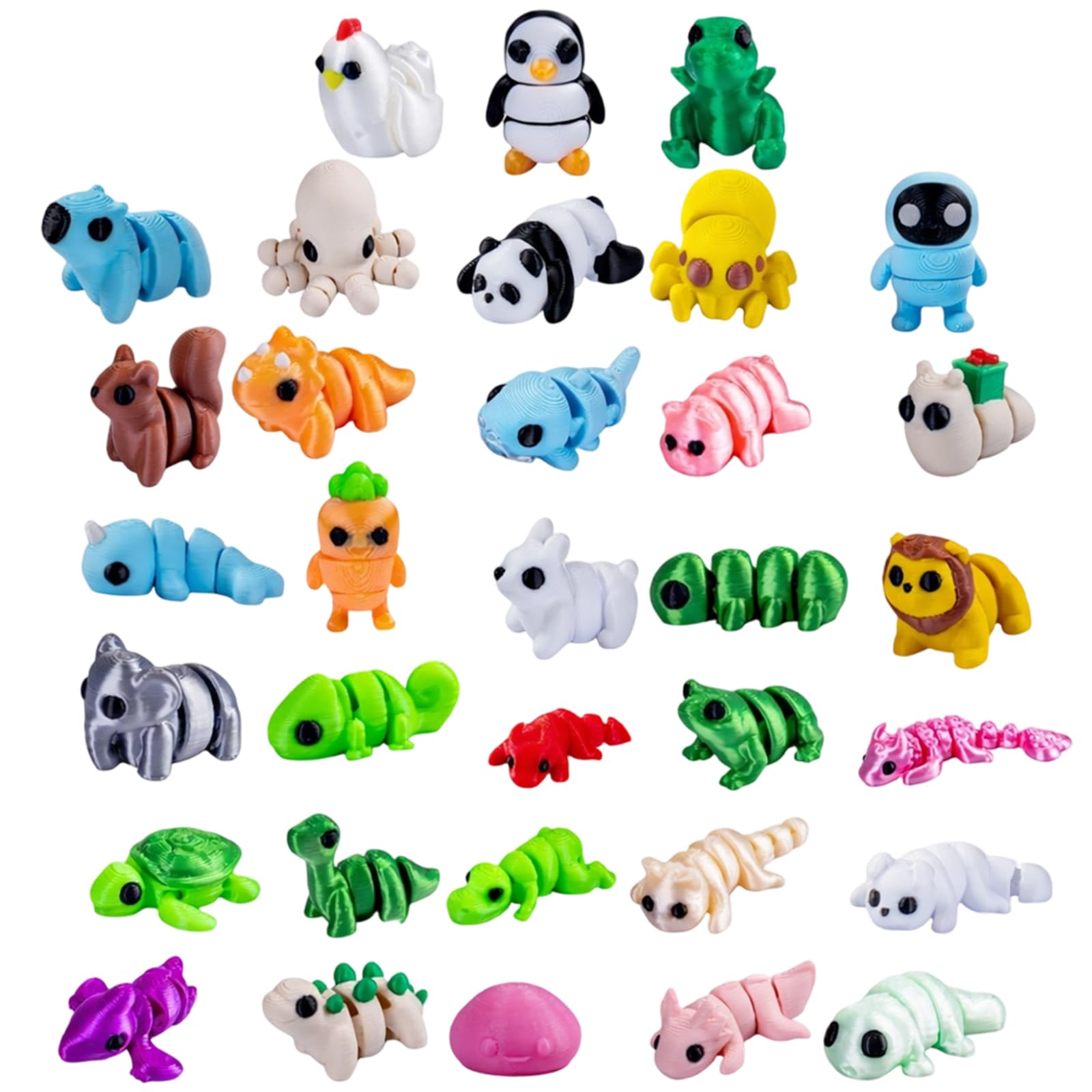 DNTHYRIN 30Pcs 3D Printed Animals, Miniature Animal Model Collection for Desk Decoration, Creative Gift for Animal Enthusiasts, Random Assorted Animal Figures