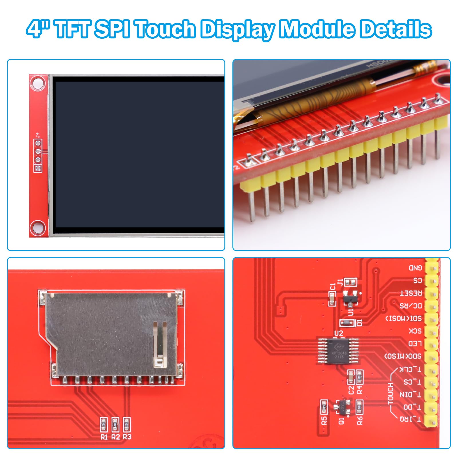 4 Inch TFT LCD Display Touch Screen 480x320 for Arduino, Resistive Touch Screen, High-Resolution, Compatible with Arduino UNO & NUCLEO Series 4 Inch TFT LCD Display Touch Screen 480x320 for Arduino, Resistive Touch Screen, High-Resolution, Compatible with Arduino UNO & NUCLEO Series