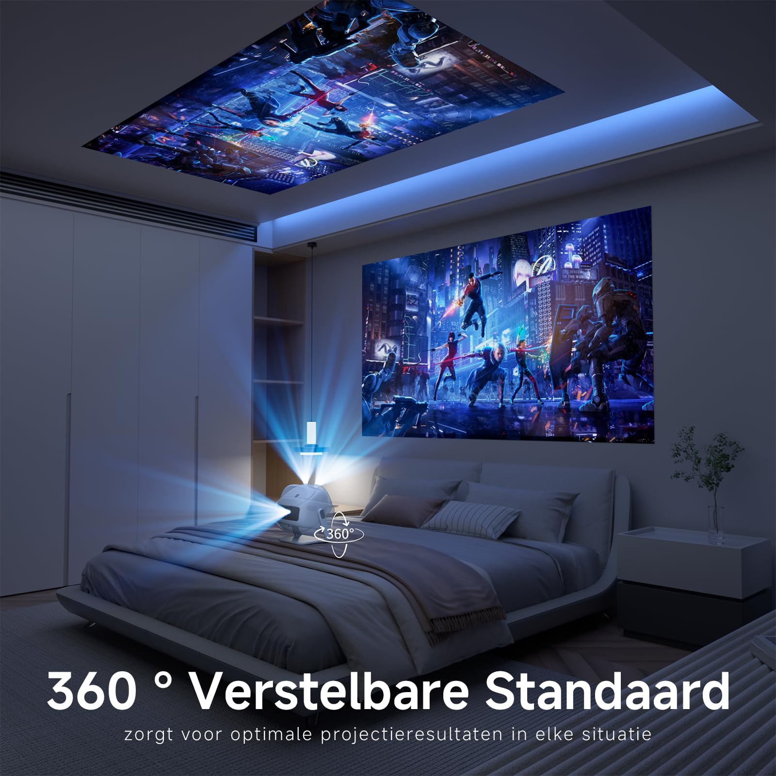 360 Draaibaar] VISULAPEX S3Lite Beamer, 15000Lux 1080P Full HD Ondersteunde Wifi Projector 50 Zoom Draagbare Mini Compatibel Met Ios Android Hdmi Usb Ps5 1815489941