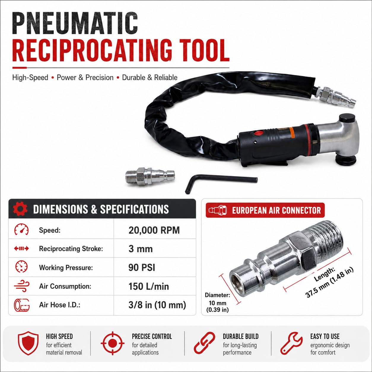 Pneumatyczne narzędzie do usuwania szyb przednich, 20000 obr./min, skok 3 mm 90 PSI, wielofunkcyjny skrobak powietrzny 1,2 kg do automatycznego usuwania szyb i kleju